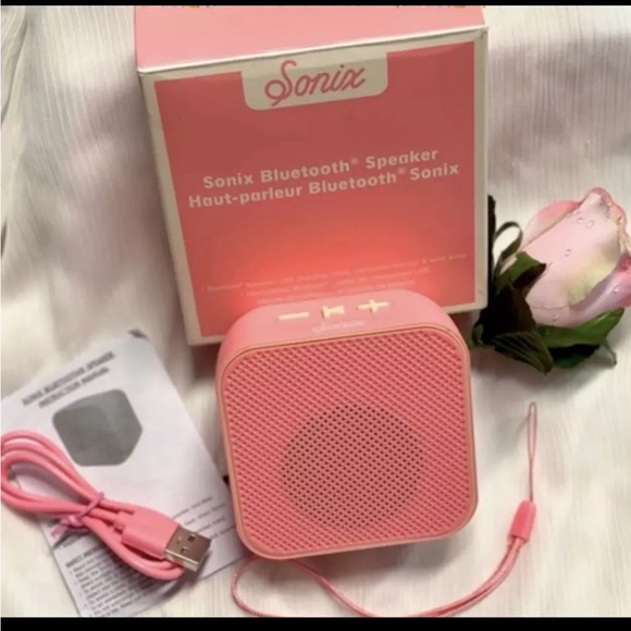 🆕 Sonix Pink Bluetooth Speaker USB Charging Cable + Wrist Strap New In Box - Picture 3 of 5